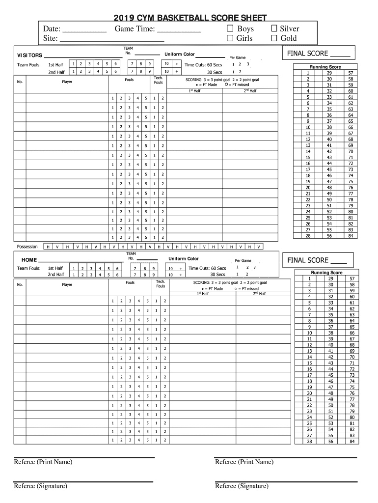 basketball score sheet printable: fill out & sign online | dochub